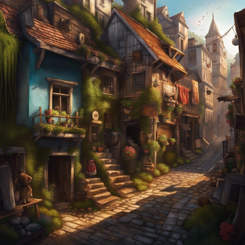 Over grown old town - AI Generated Artwork - NightCafe Creator