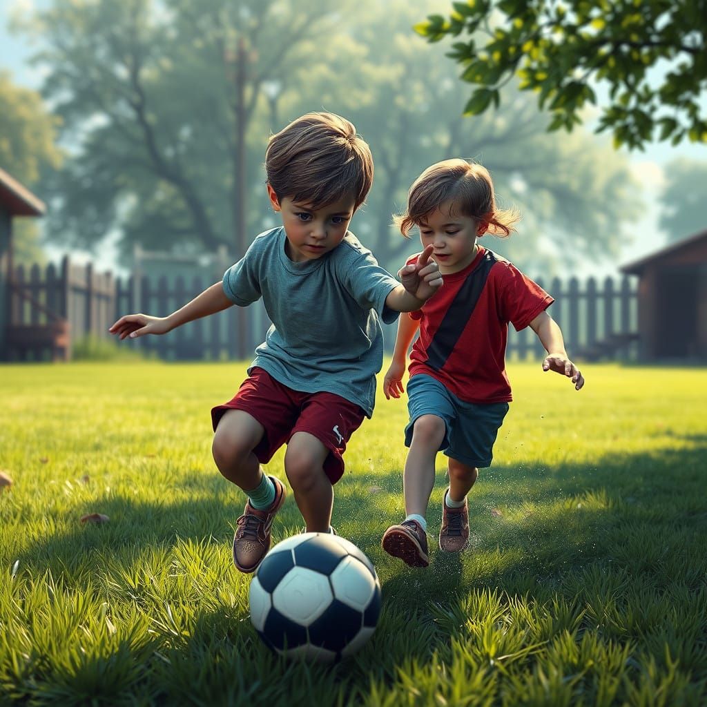 ילדים משחקים כדורגל