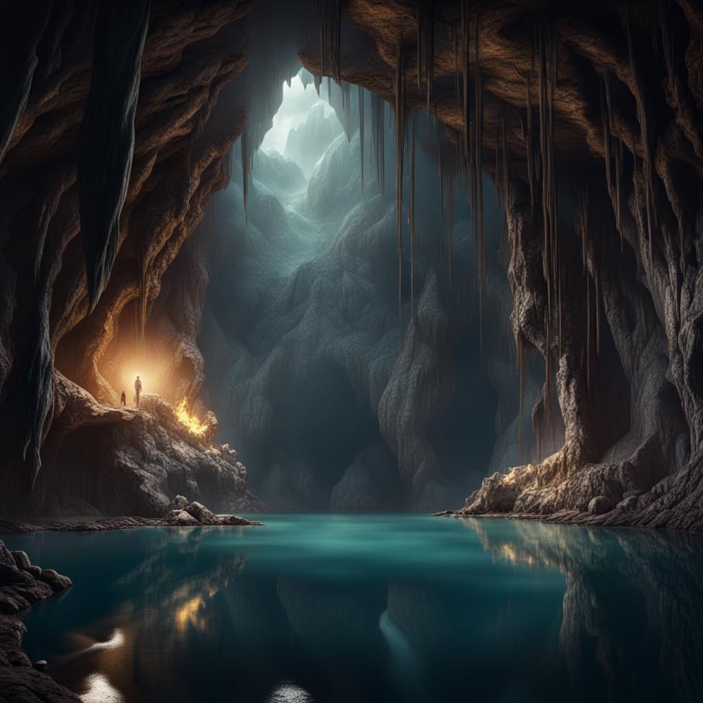 Cave lake - AI Generated Artwork - NightCafe Creator