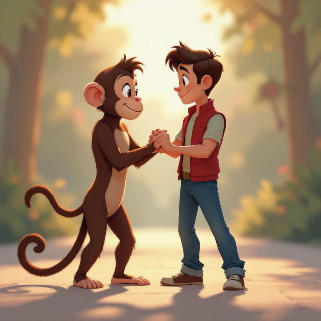 Monkey and Human Mirroring Each Other in Disney Animation St...