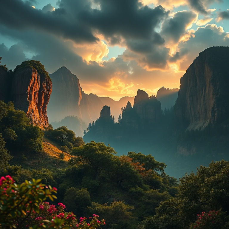 Sunset over the land