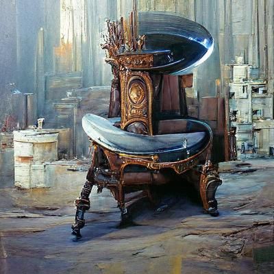 Fancy throne with a round back and a steel halo