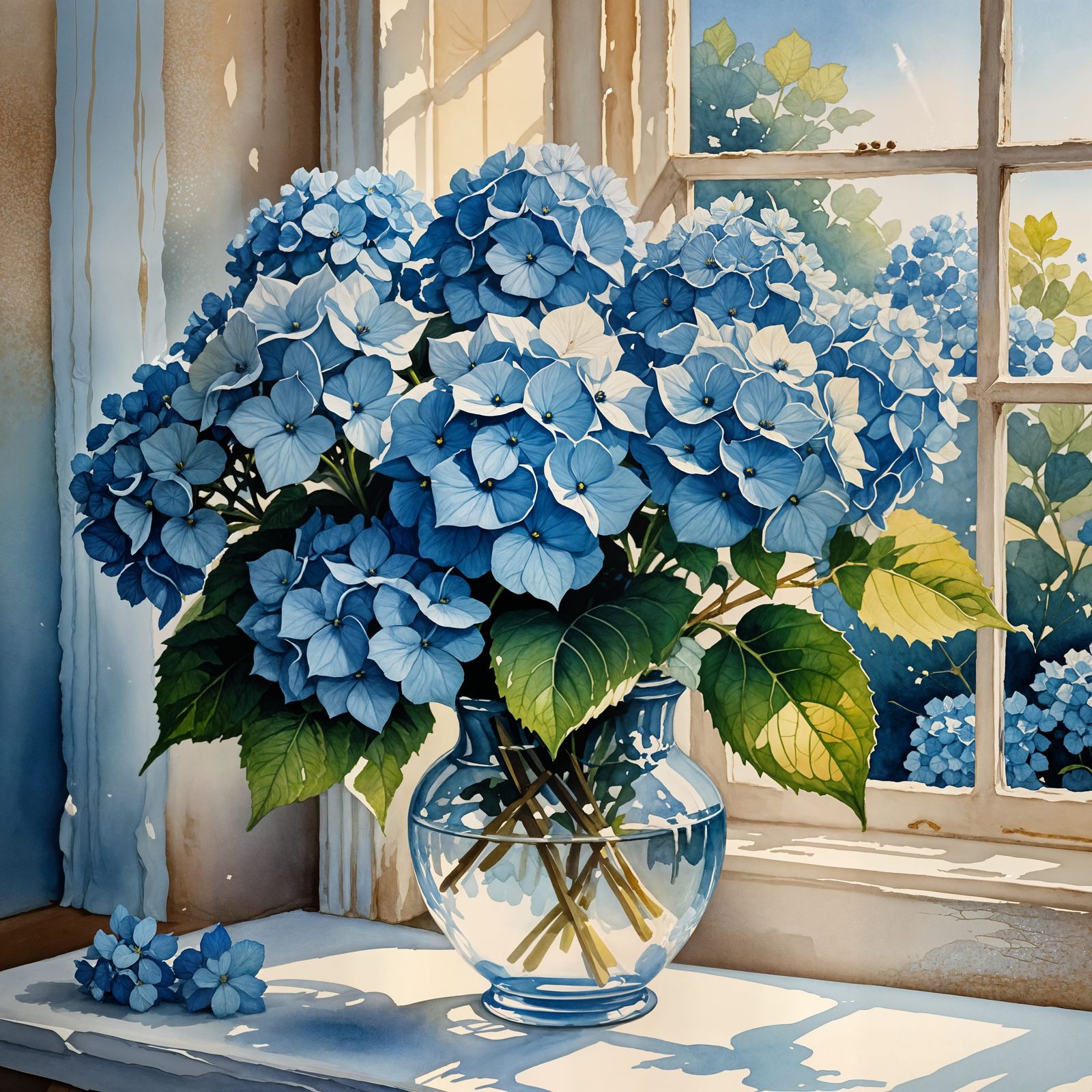 Bouquet of blue hydrangea flowers  by @Bunnzo