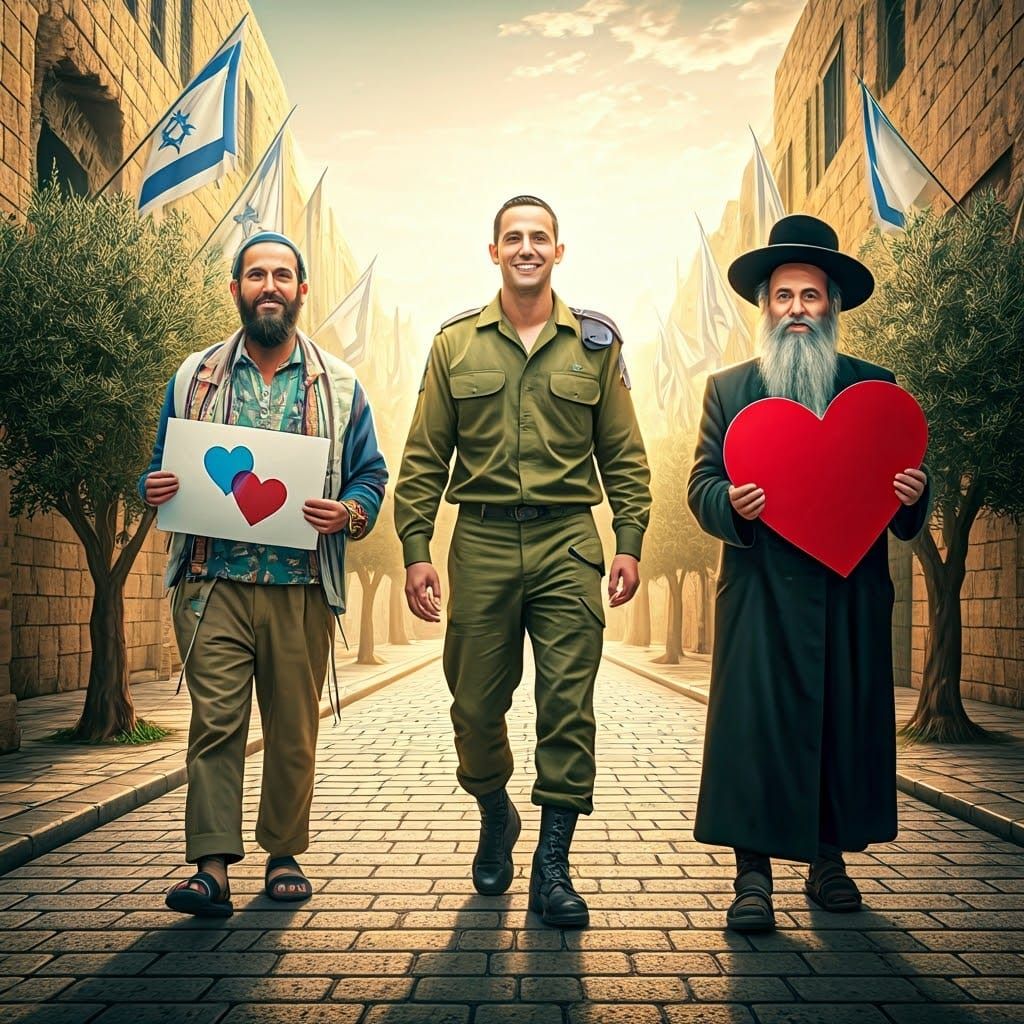 A Triumphant Israeli Soldier Surrounded by Love and Unity