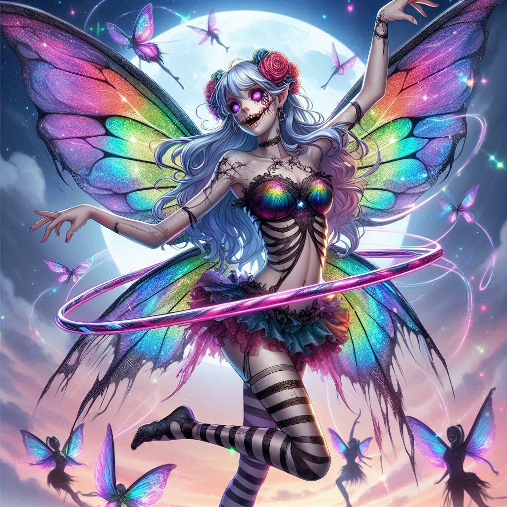 Vixy the zombie fairy doing the hula hoop!