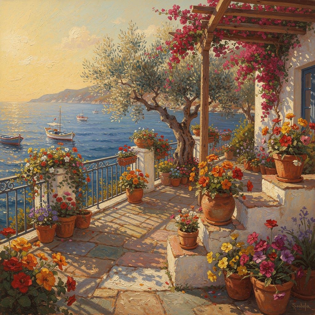 Mediterranean Coastal Scene  by @Riot