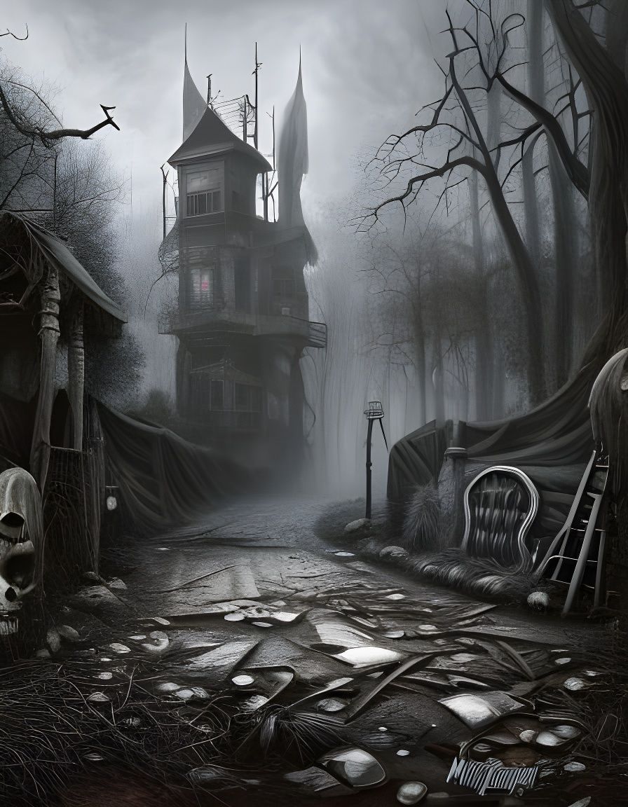 spooky house at the end of the lane - AI Generated Artwork - NightCafe