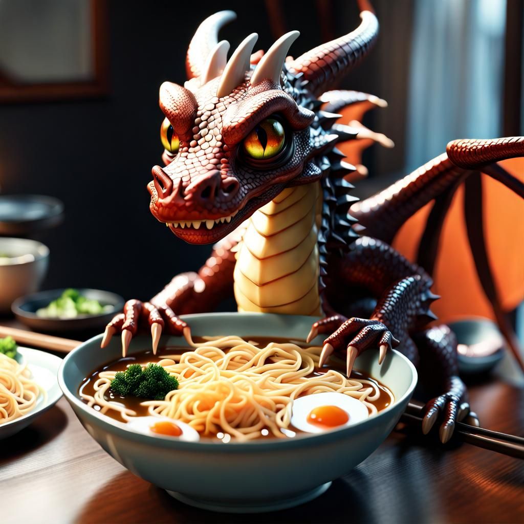 Theres a dragon stealing my ramen!  by @DragonIdk