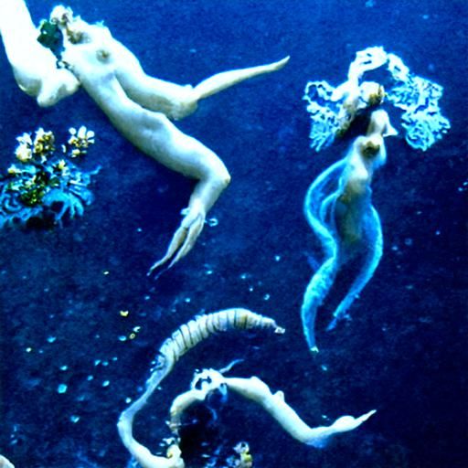 Beautiful nymphs and mermaids