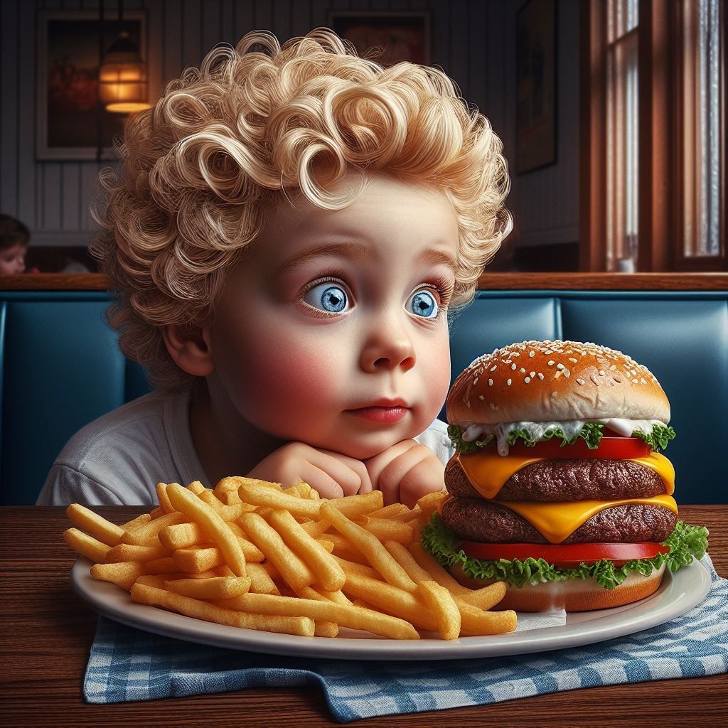 A boy and his Double Cheeseburger