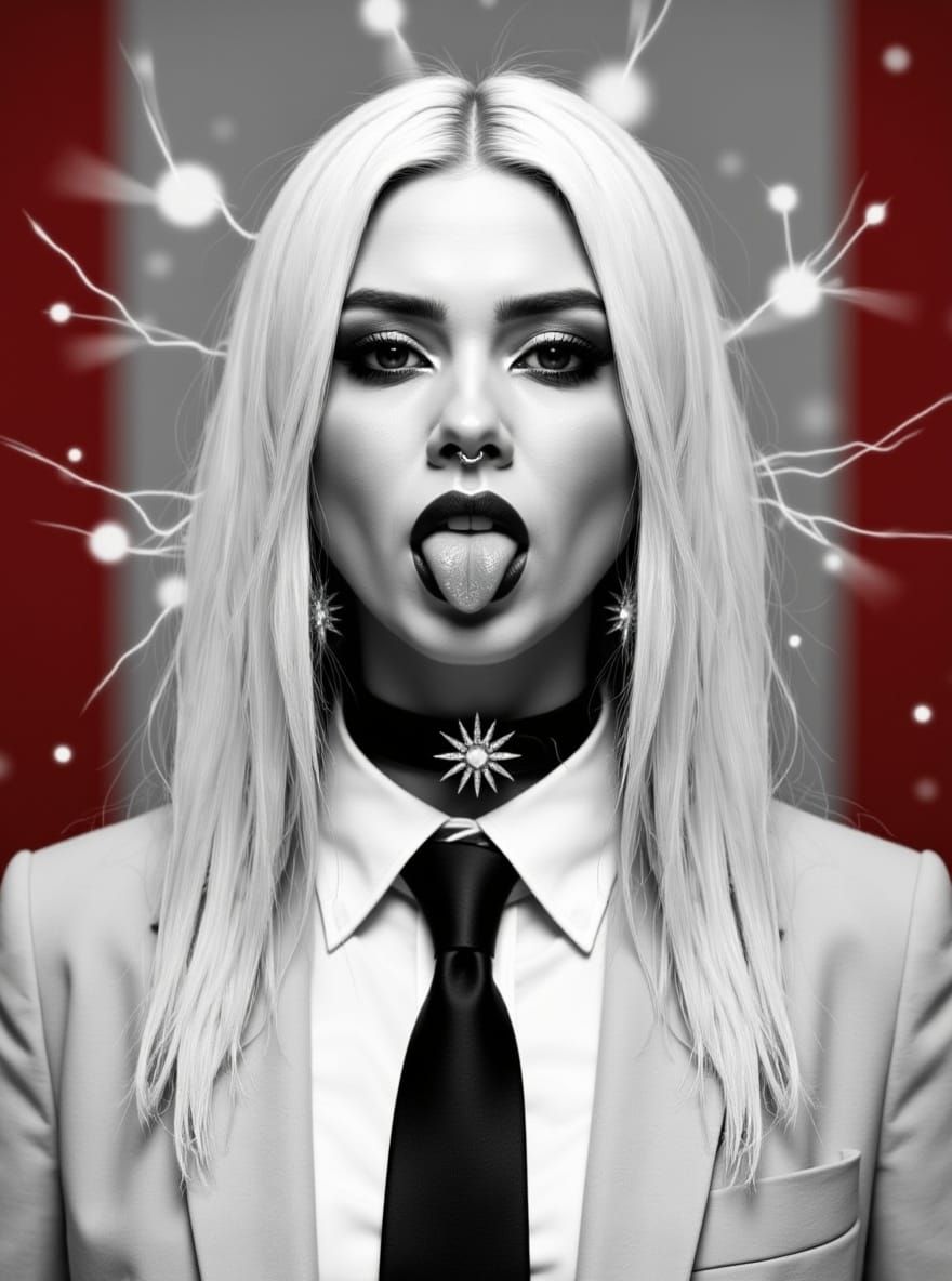 Gritty Portrait of Woman with Shattered Glass