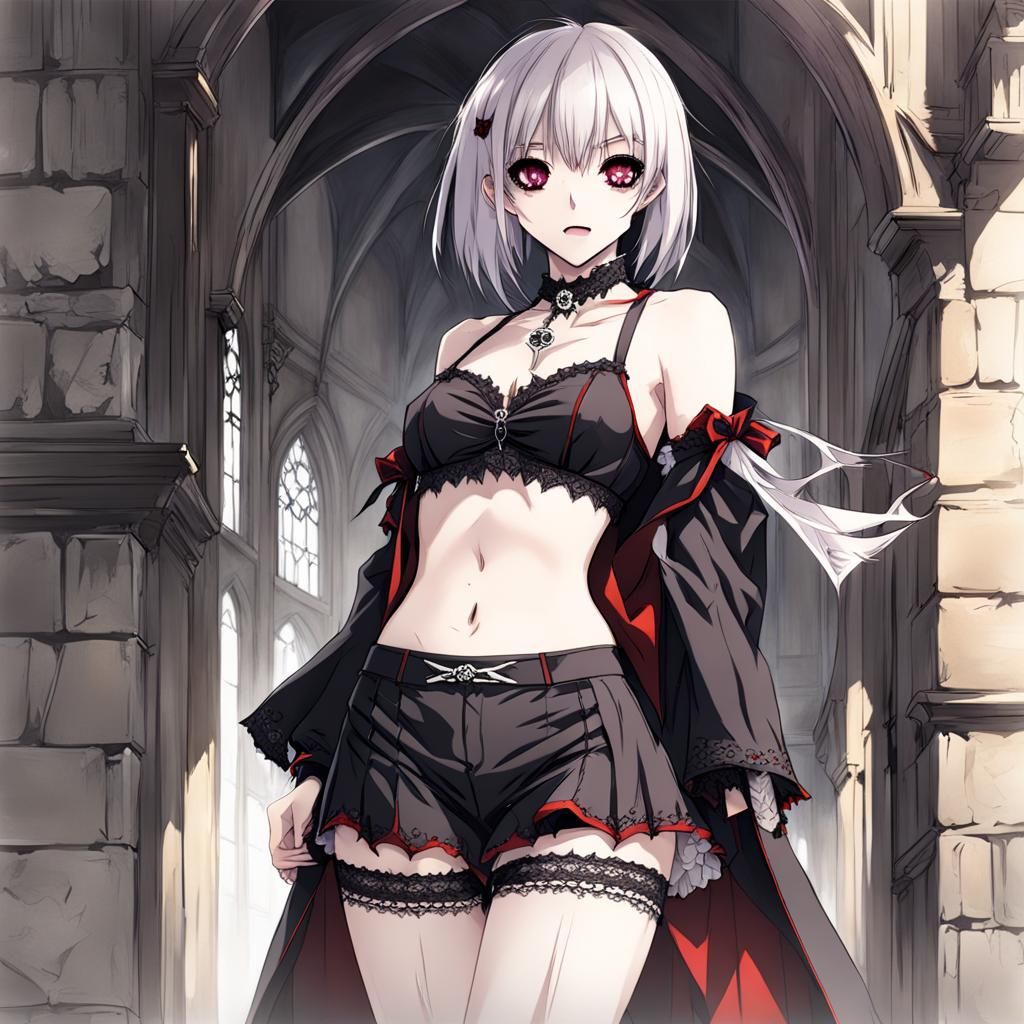anime, female, vampire, gothic, underwear