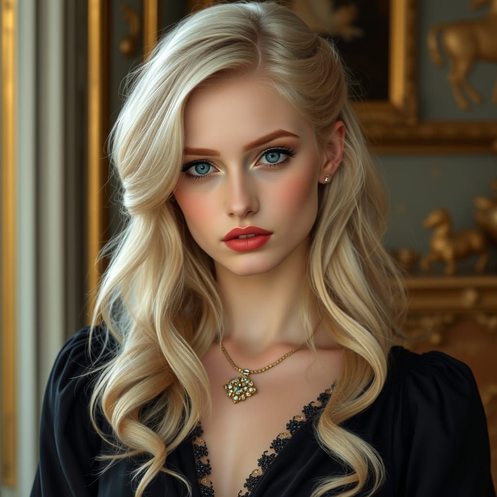 Elegant Heiress Portrait in Art Nouveau Style