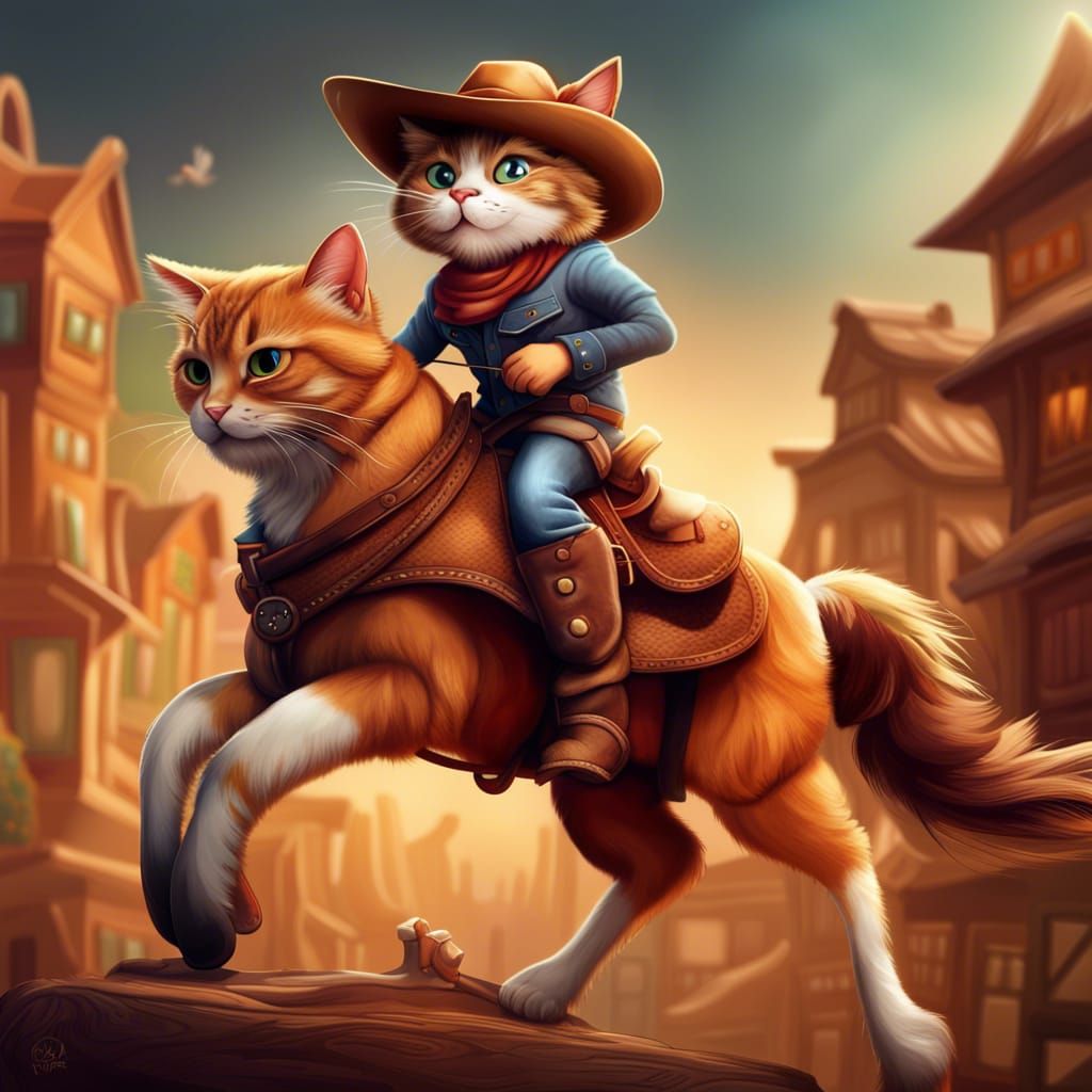 Cat riding on the cat