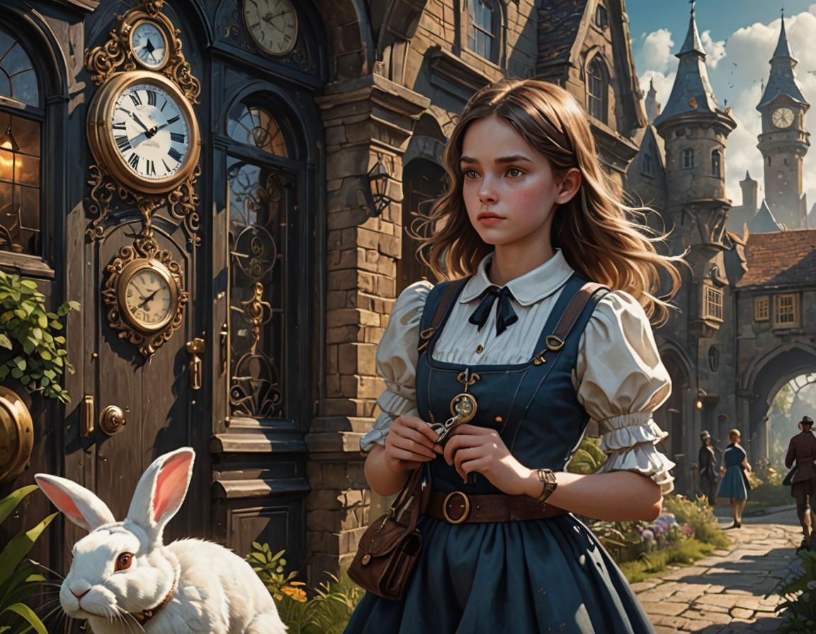 Alice follows the white rabbit into Wonderland  by @Runway Lights 