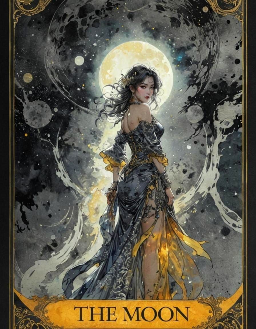 fantasy tarot card "THE MOON"   by @Daleone