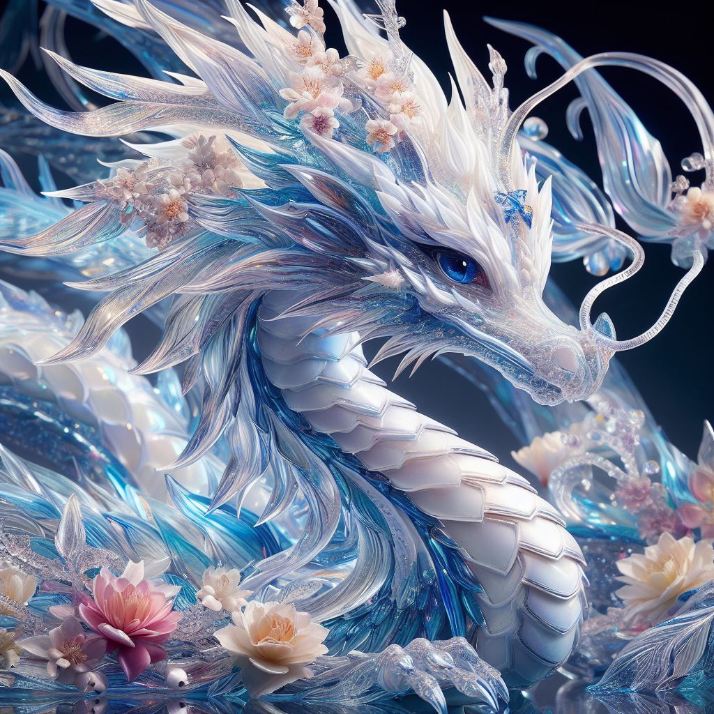 Blown Glass Flower Dragon