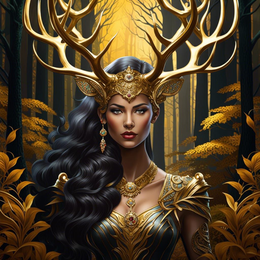 Stag woman of the forest  by @TheFireElemental
