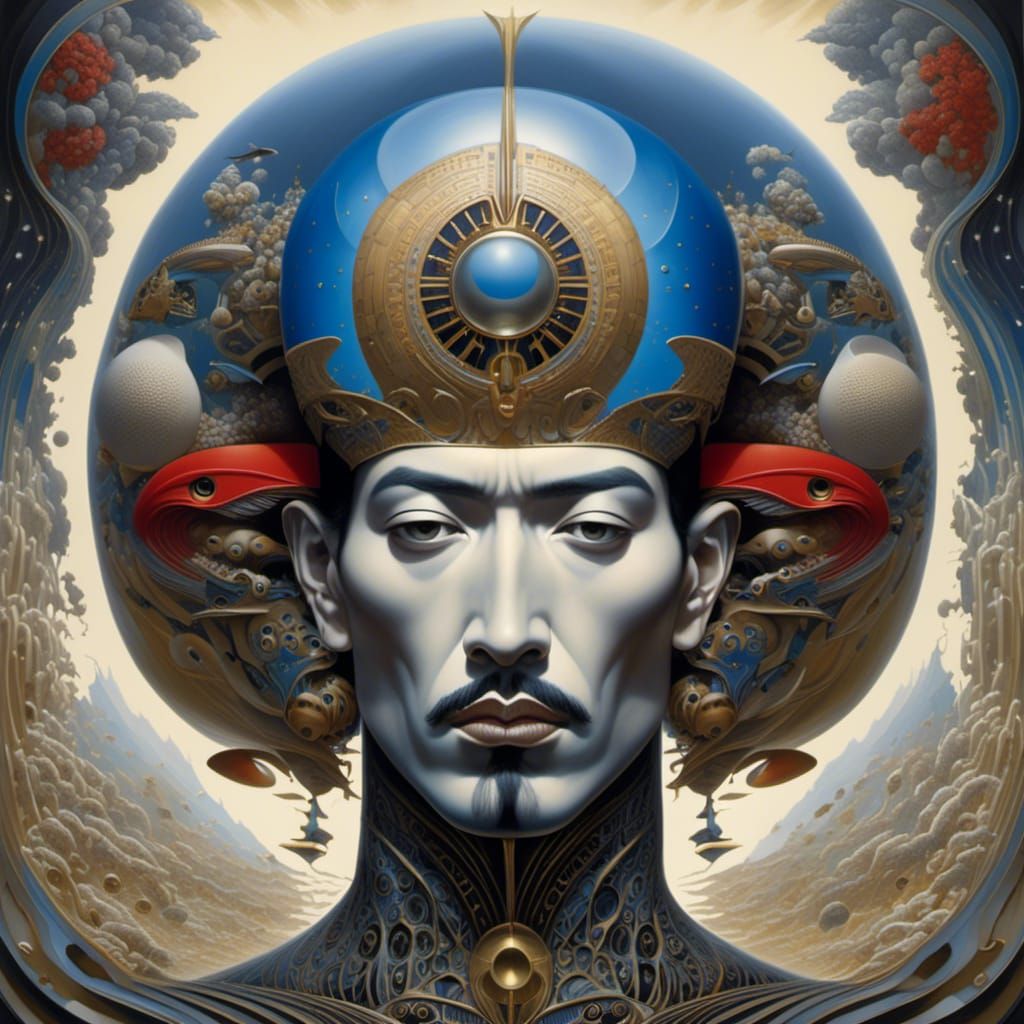 <lora:Mindfulness:1.0> head painting of a Tattooed Polynesian Haka Warrior, hyperdetailed, Inside a Tattooed Polynesian warrior's head there...