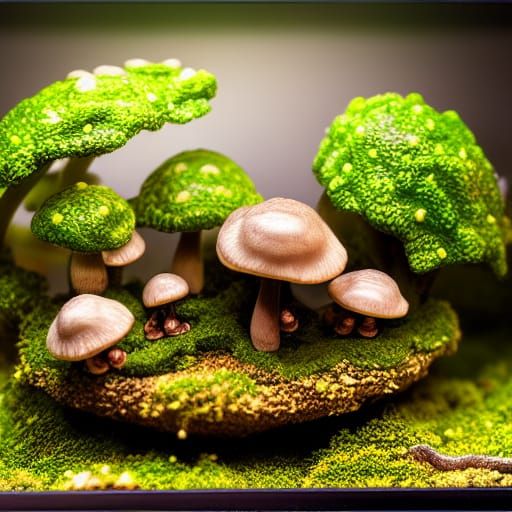 Miniature Mushroom Frog Terrarium: Fantasy Concept Art