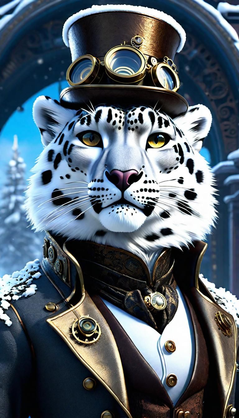 Steampunk Snow Leopard ❄️ 