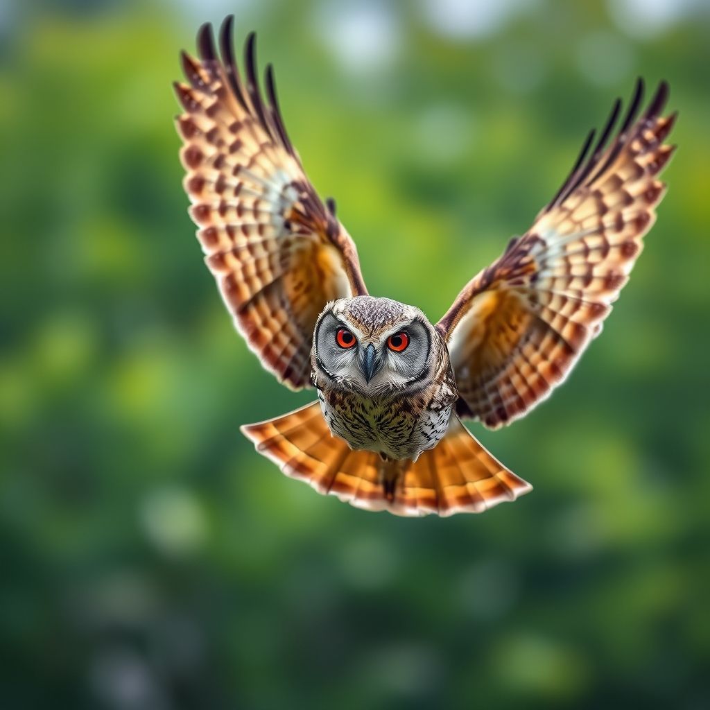 A vividly colored owl