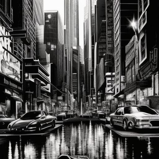 Black and White Cityscape
