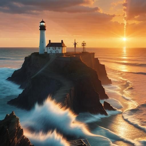 Stunning realistic beach sunset, clouds and sunlight overhea...