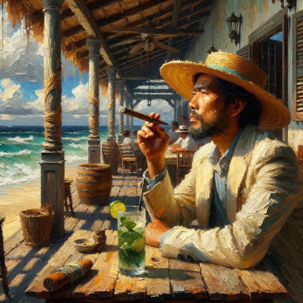 Man with a Cigar by the Sea  by @Pavel