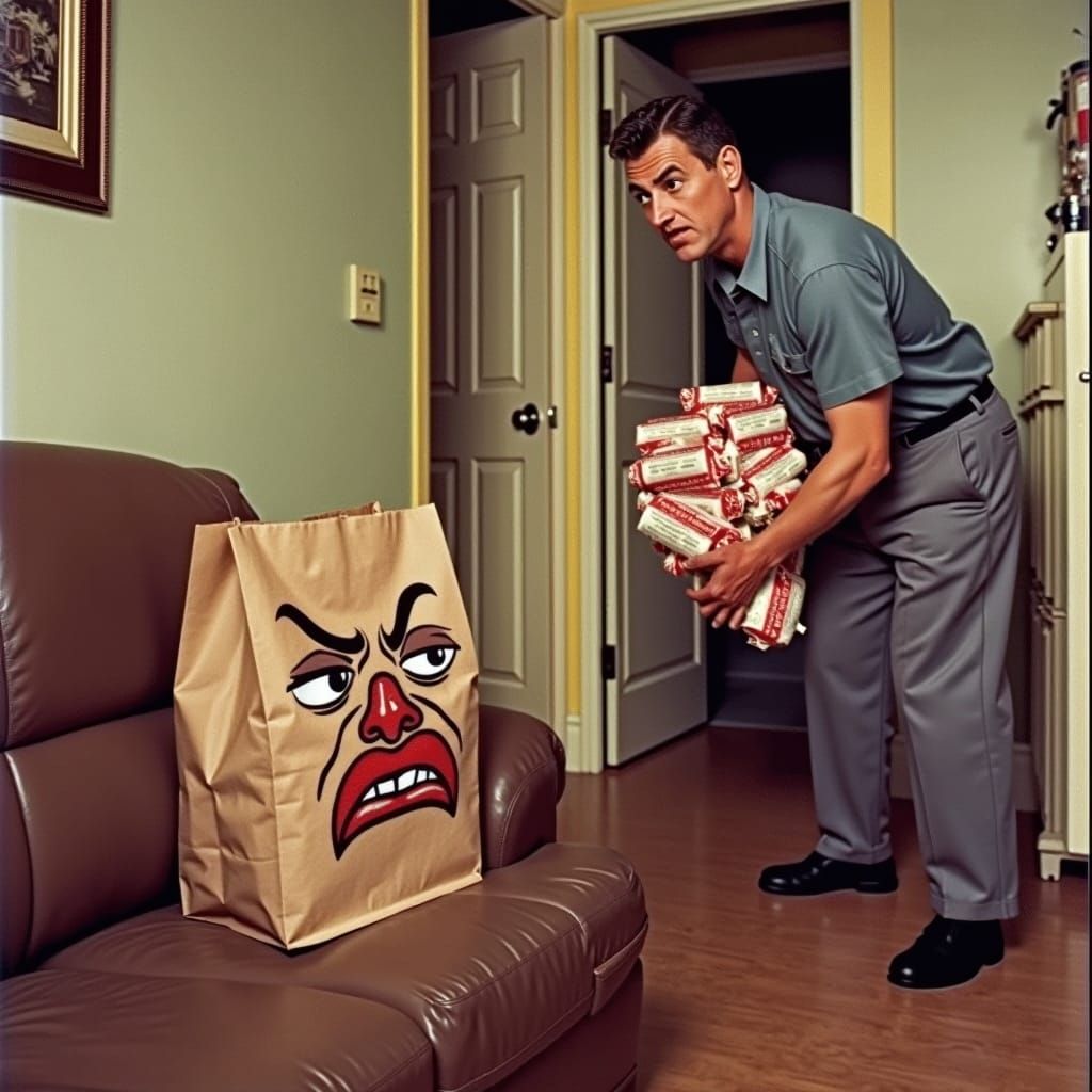 Man: "Alright, listen, I could REALLY use a hand here..."  B...