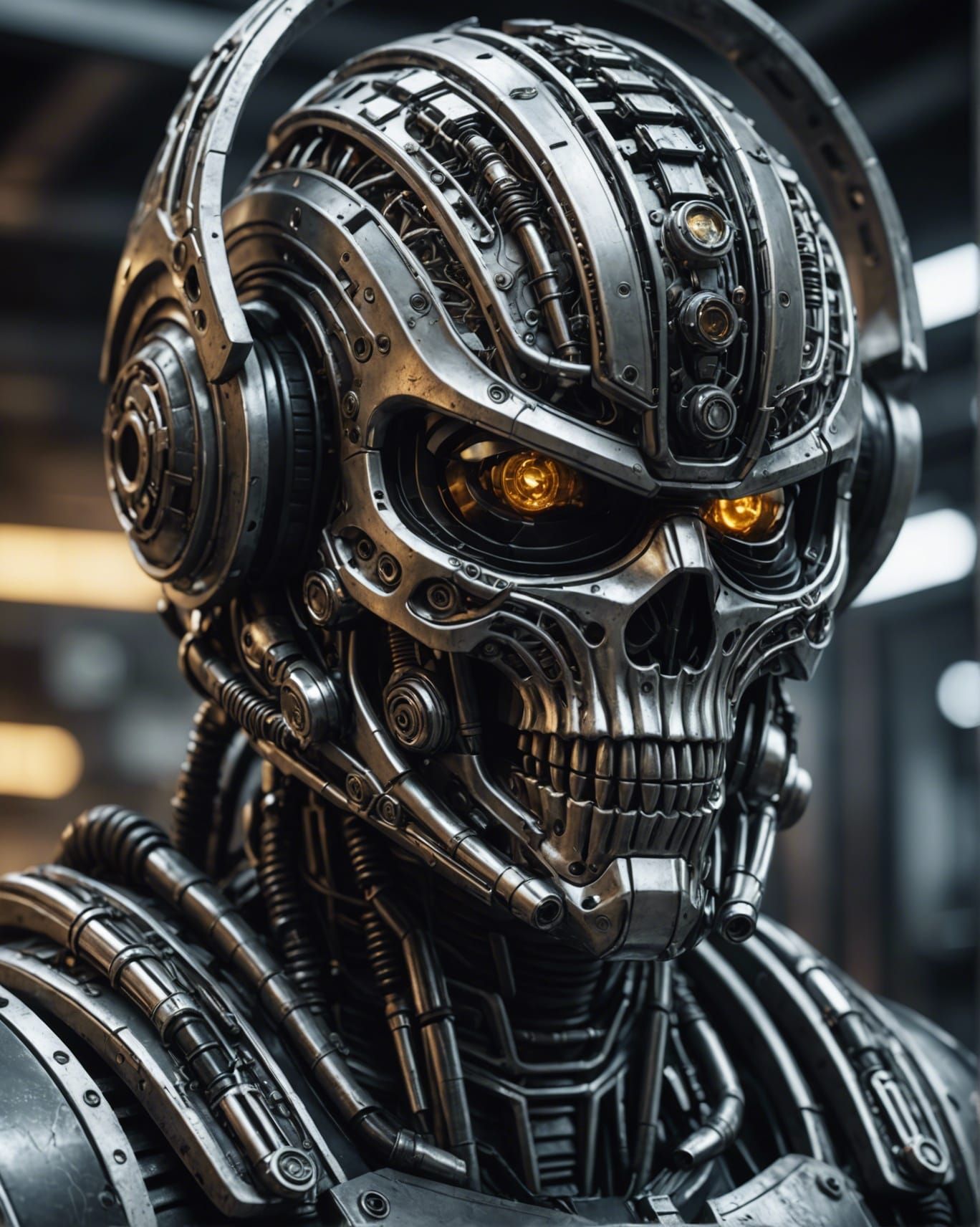 Biomechanical Warrior with Skull Helmet by H.R. Giger