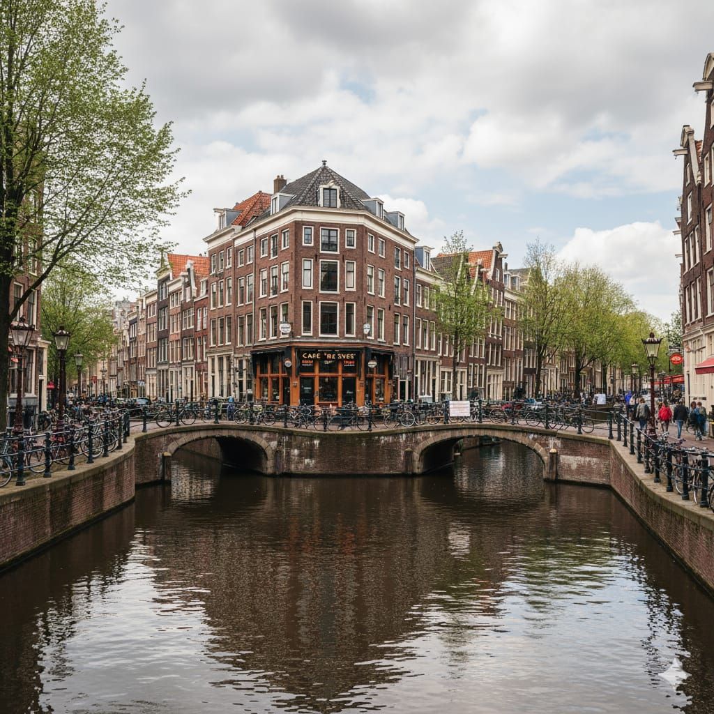 Typical canals in Amsterdam