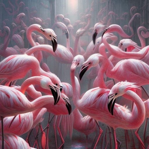 Pink Flamingos - AI Generated Artwork - NightCafe Creator