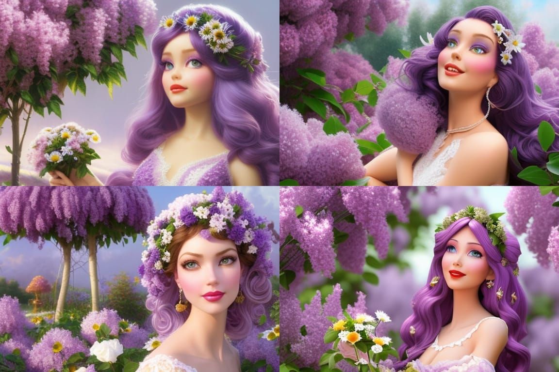she wears lilacs in her hair, and picks roses and picks dais...
