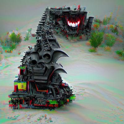 Evil big black demonic Train to hell 8k resolution ambient o...