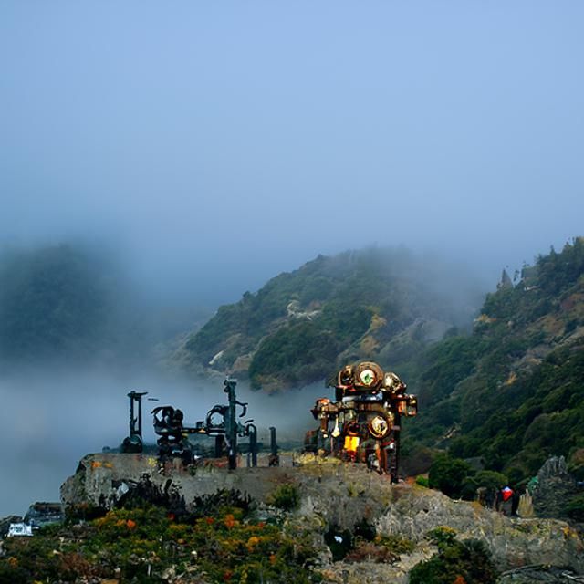 Big Sur in the fog (with Steampunk Robots)