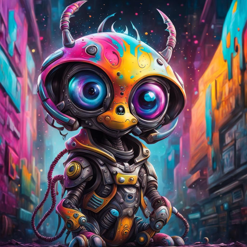 Cute cyborg alien like creatures