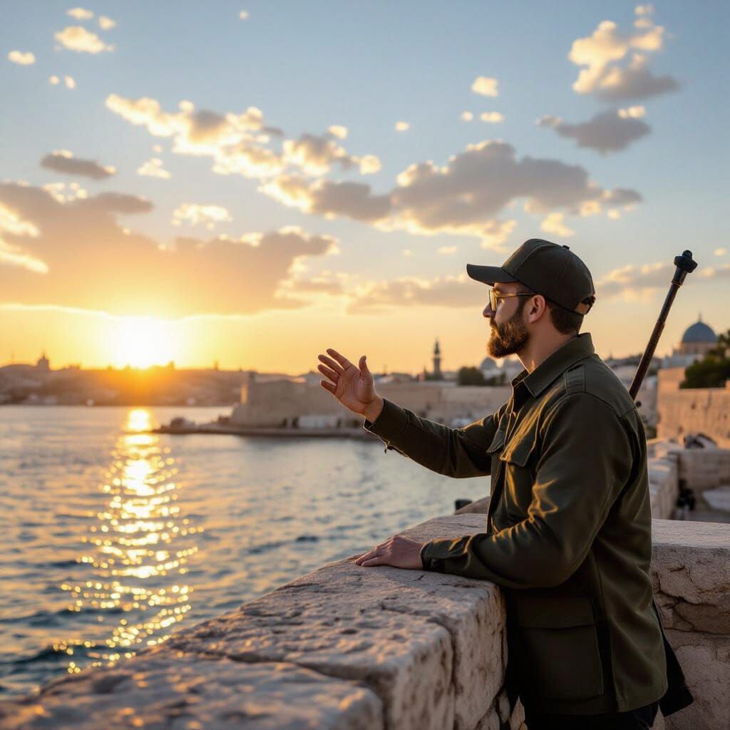 Harry Potter Praying at Western Wall: Digital Art