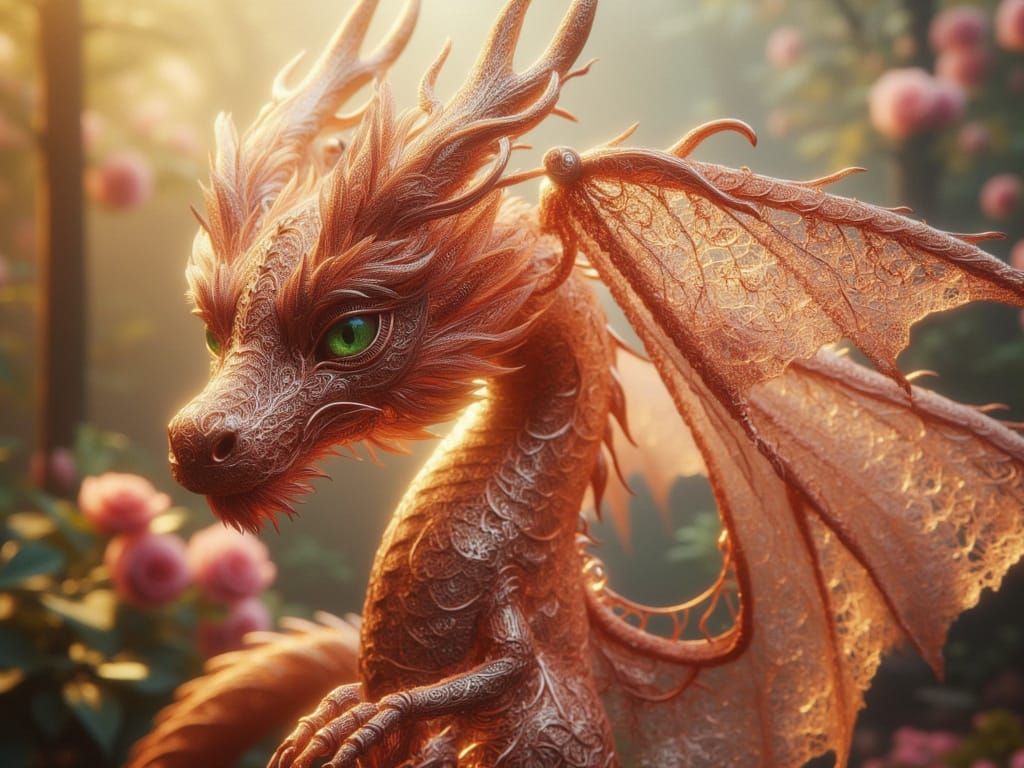 <lora:FiosCopperLace:1.0> Dragon in a Garden