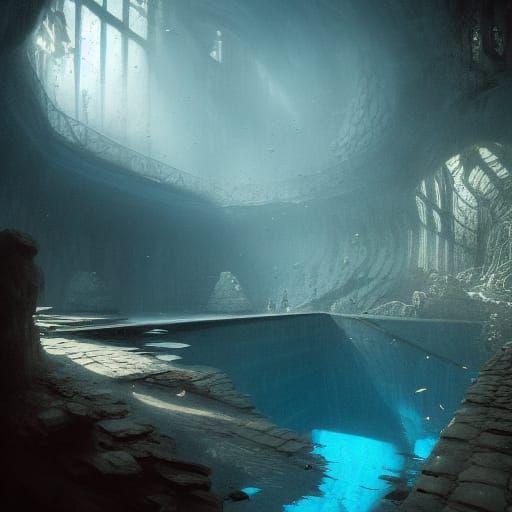 Pool at bottom of well underground