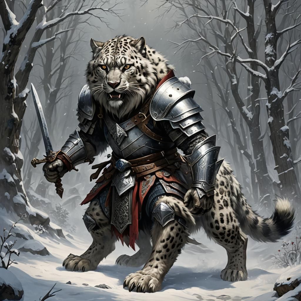 werewolf, knight of the snow leopard - AI Generated Artwork - NightCafe ...