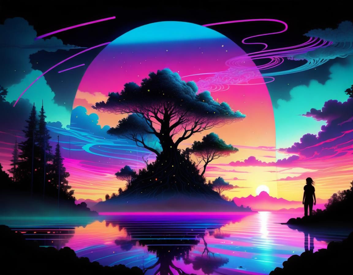 (Gorgeous insanely detailed_silhouette_illustration:1.7): (Colorful ...