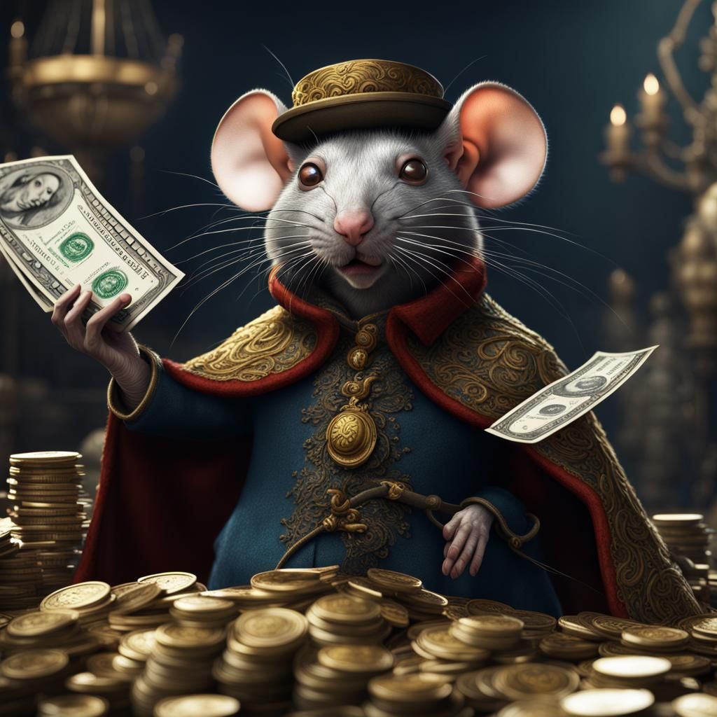 Very rich rat with money eyes - AI Generated Artwork - NightCafe Creator