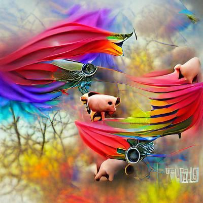 The Day Pigs Fly abstract beautiful colourful H.R. Giger pho...