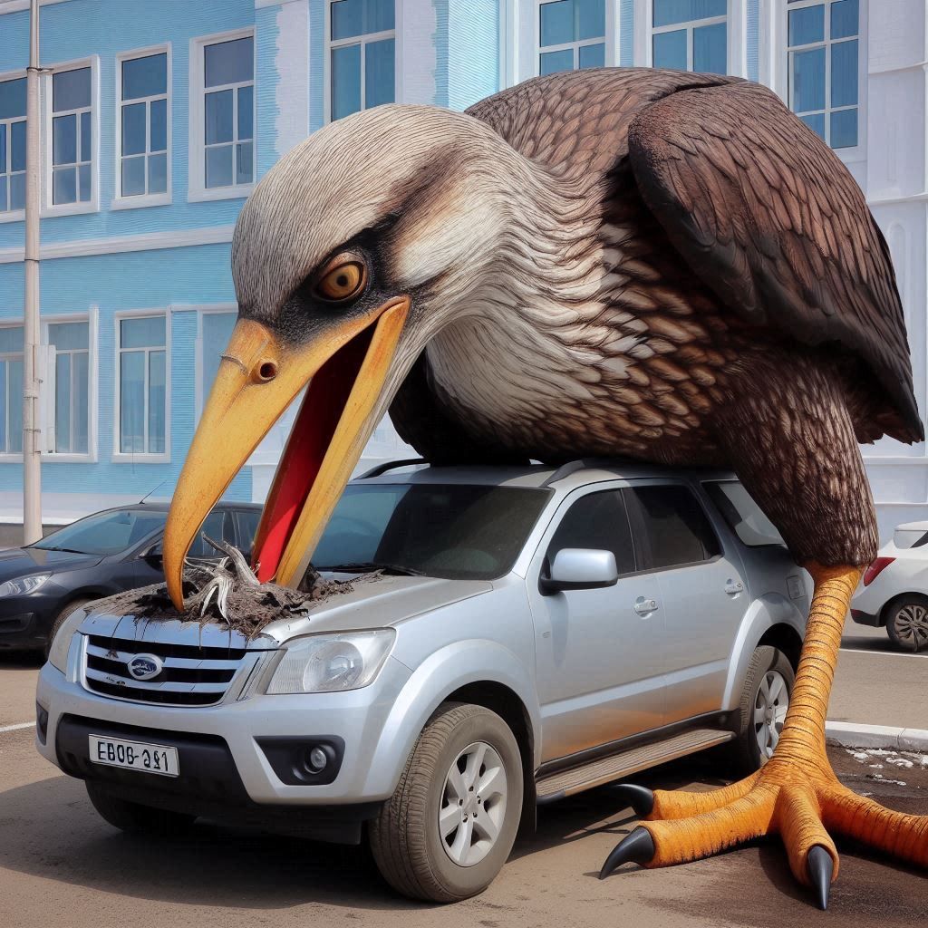 Hey bird! Stop eating my car!!