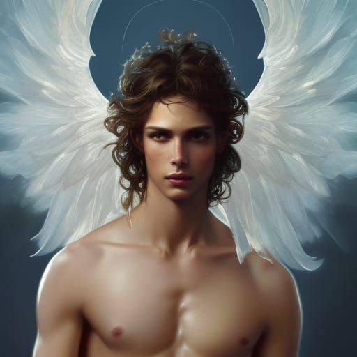 Extravagant ethereal Victoria secret angelic male model gold ...