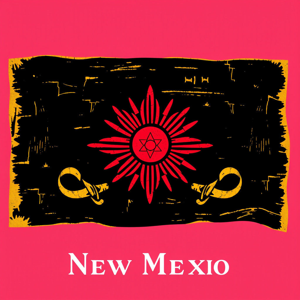 the state flag of new mexico re-designed as a pirate flag
