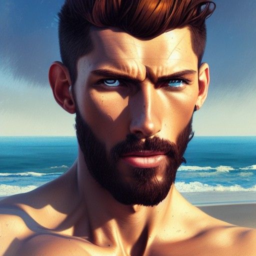 Hot man on a beach