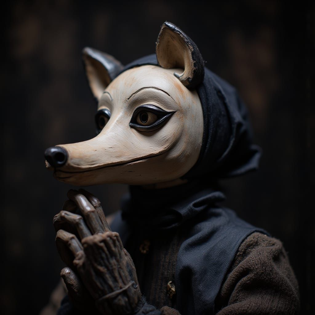 A puppet show with a wolf and a mouse. - Start Image 1