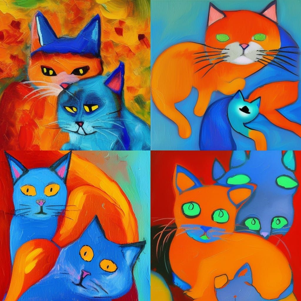 Blue cat and Orange cat in cherryland